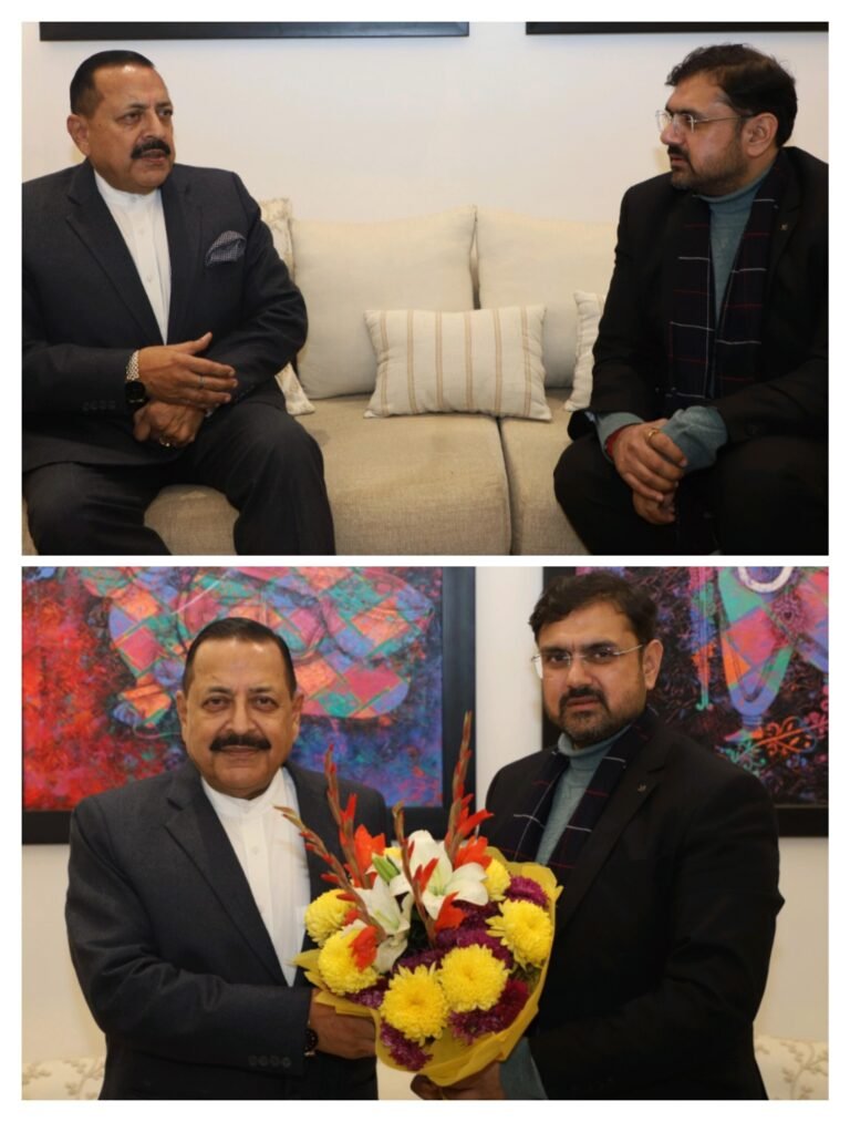 Satish Sharma Meets Union Minister Dr. Jitendra Singh  Focus on Development in Rural and Border Areas of J&K