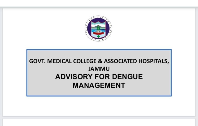 GMC Jammu Issues Advisory for Dengue Management
