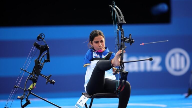 Sheetal Devi celebrating her victory at the Para World Archery Championship