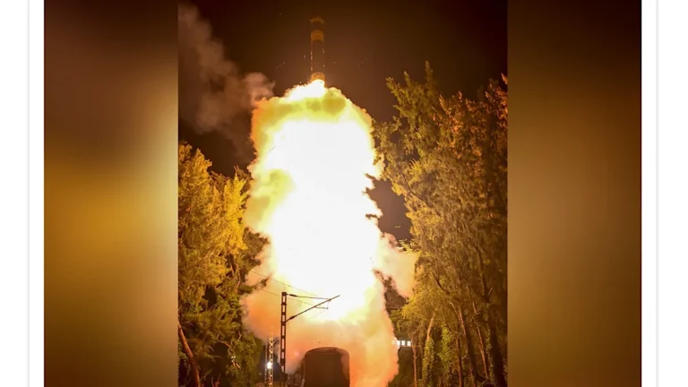 Agni-Prime missile launched from rail-based mobile launcher