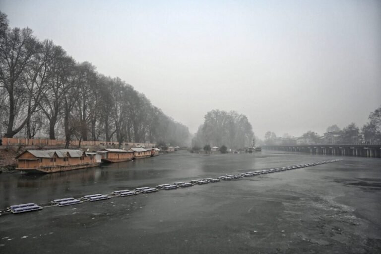 Srinagar winter landscape covered in frost